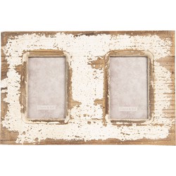 Clayre & Eef Fotolijst  10x15 cm (2) Bruin Beige Hout Rechthoek Fotokader