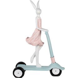 Clayre & Eef Beeld Konijn 62 cm Wit Roze Polyresin Paasdecoratie