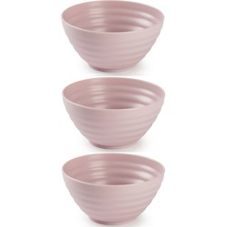 Set van 6x kommetjes/schaaltjes - Dessert/ontbijt - Kunststof - D14 cm - Oudroze - Kommetjes