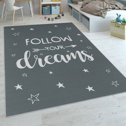 Kindervloerkleed - Aleris - Follow Your Dreams - Antraciet - 120x160 cm