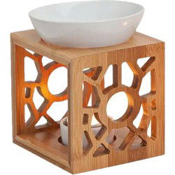 Geurbrander amberblokjes/geurolie - bamboo/keramiek - 12x10x14cm - Geurbranders