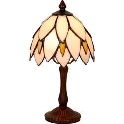 LumiLamp Tiffany Tafellamp  Ø 18x34 cm  Beige Bruin Glas Tiffany Bureaulamp