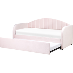 Beliani EYBURIE - Onderschuifbed-Roze-Fluweel