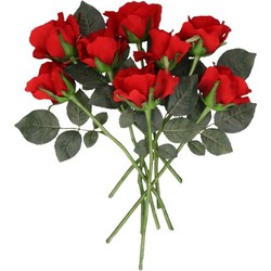 Rode roosjes kunst tak 30 cm 8 stuks - Kunstbloemen