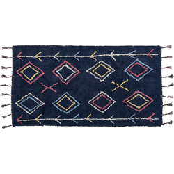 CORUM - Laagpolig vloerkleed - Zwart - 80 x 150 cm - Katoen