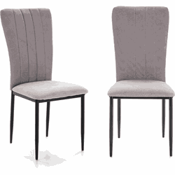 Set van 4 stoelen in stof met zwarte metalen poten L43 cm - HOLLY