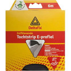 Tochtstrip e 9x4mm zwart 6m