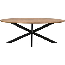 Livingfurn - Eetkamertafel Jesper Oval 160 cm - Mangohout / Gecoat Staal