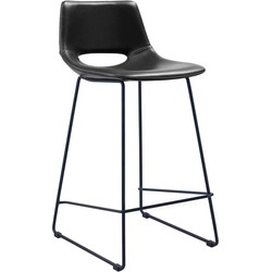 Kave Home - Black synthetic leather Zahara barstool height 65 cm