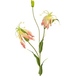 Greenmoods Kunstbloem gloriosa - Gloriosa superba - Nep plant - 1 Stuk - 81cm - Roze/Wit -