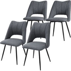 Eetkamerstoel set van 4 grijs gestoffeerd incl. montagemateriaal Gestoffeerde stoel Keukenstoel ML design