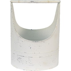 Clayre & Eef Decoratie Emmer  30x29x40 cm Wit Ijzer Rond Bloempot binnen