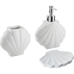 Beliani SHELL - Badkameraccessoire set-Wit-Dolomiet