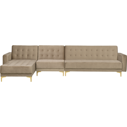 Beliani ABERDEEN - Modulaire Sofa-Beige-Fluweel