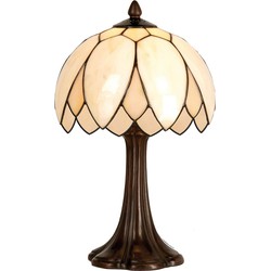 LumiLamp Tiffany Tafellamp  Ø 25x42 cm  Beige Bruin Glas Tiffany Bureaulamp