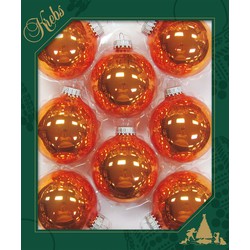 Krebs Kerstballen - 8ST - oranje - 7cm - glas - orange crunch - Kerstbal