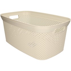 1x Wasmand/wasgoed draagmanden beige 35 liter 34 x 54 x 23 cm huishouden - Wasmanden