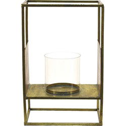 Clayre & Eef Windlicht  25x15x38 cm Koperkleurig Metaal Rechthoek Kaarsenhouder