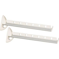 Leifheit Kledinghaak - 2x - inklapbaar - kunststof - wit - 31 cm - Kledinghangers
