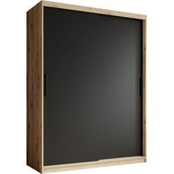 Meubella - Kledingkast Luxor - Zwart - Eiken - 150 cm