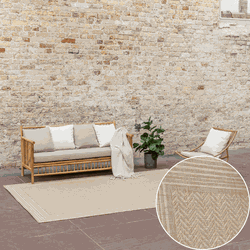Jute buitenkleed Naturel Visgraat Border Beige - Polypropyleen