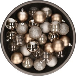 Cosy & Trendy kerstballen - 48x - champagne - 6 cm - in opbergtas - Kerstbal