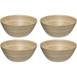 Set van 4x stuks Slakommetjes/serveer schaaltjes - bamboe - D17 cm - Saladeschalen