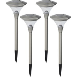 Set van 12x stuks solar tuinlampen/prikspots op zonne-energie 47 cm Rvs - Prikspotjes