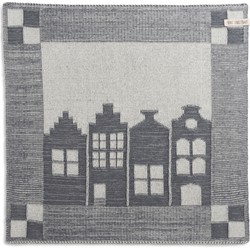 Knit Factory Gebreide Keukendoek - Keukenhanddoek House - Ecru/Med Grey - 50x50 cm