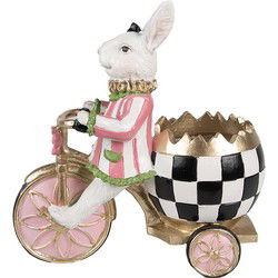 Clayre & Eef Decoratie Beeld Konijn Roze Wit Kunststof