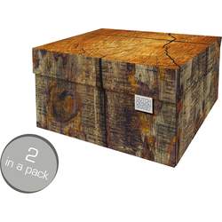 Dutch Design Brand Opbergdoos met Deksel - Doos in Karton - Geschenkdoos - 33x24x17cm - Tree Trunk - 2 Stuks