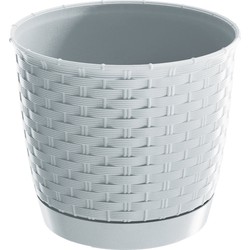 Prosperplast plantenpot - kunststof - parel wit - D16,5 x H14 cm - Plantenpotten