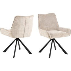 Eetkamerstoel - Beige - Stof - Zithoogte 47cm - Falden - Set van 2