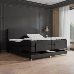 Boxspringbed - Elektrische  Nika Zwart 160x200 Inclusief  cm matras en topper Comfortschuim