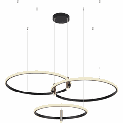 Metalen LED Hanglamp met drie grote ringen - Zwart