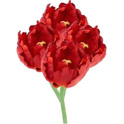4x Kunstbloemen tulp rood 25 cm - Kunstbloemen