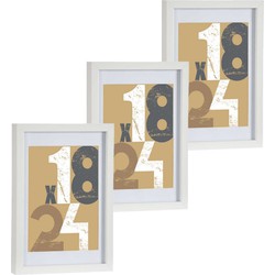 3x stuks houten fotolijst wit geschikt voor een foto van 18 x 24 cm of 21 x 30 cm - Fotolijsten