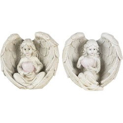 Clayre & Eef Beeld Engel (2) 10x6x10 cm Beige Kunststof