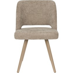 Eetkamerstoel Bruin Stof - Zithoogte 48cm - 59,5x53x83,5cm - Yves  - Set van 2