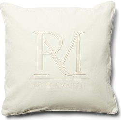 Riviera Maison kussenhoes, Kussensloop 50x50, Sierkussen RM logo - RM Monogram Pillow Cover - Wit - Katoen 
