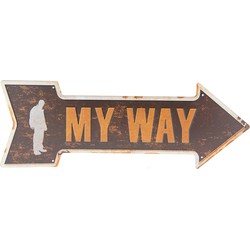 Clayre & Eef Tekstbord  46x15 cm Bruin Ijzer Rechthoek My Way Wandbord