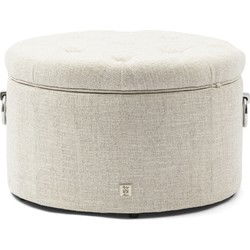 Riviera Maison Park Avenue Footstool, rich tweed, antique white
