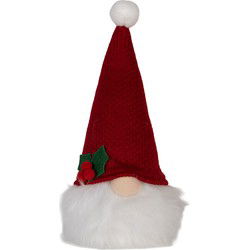 Clayre & Eef Kerstdecoratie met LED-verlichting Kabouter 10x10x25 cm Rood Synthetisch