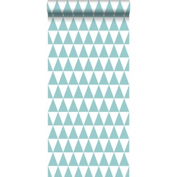 ESTAhome behang grafisch geometrische driehoeken turquoise en wit