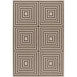 Safavieh Geometric Indoor/Outdoor Woven Area Rug, Beachhouse Collection, BHS123, in Creme & Brown, 122 X 183 cm