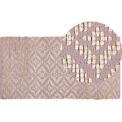 GERZE - Modern vloerkleed - Roze - 80 x 150 cm - Katoen