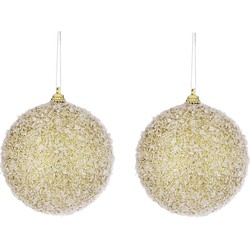 10x Kerstboomversiering gouden kerstballen met glitter 8 cm - Kerstbal