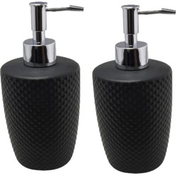 2x stuks zeeppompjes/zeepdispensers zwart keramiek 400 ml - Zeeppompjes