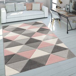 Laagpolig Vloerkleed Lareva - Geo Design - Roze - 120x170 cm