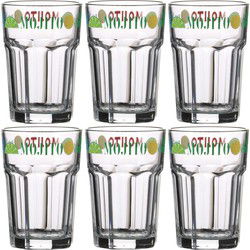 Urban Living Mojito cocktailglazen - gedecoreerd glas met tekst - 6x stuks - 365 ml - Cocktailglazen
